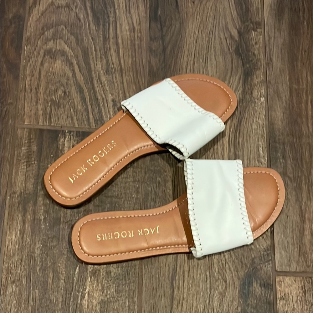 Jack Rogers White and Tan Minimalist Sandals